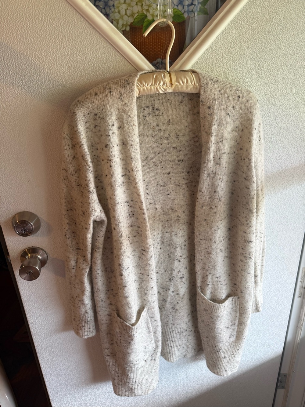 Madewell Donegal Kent Cardigan Cream Speckled Long Knit Sweater Wool Blend Small